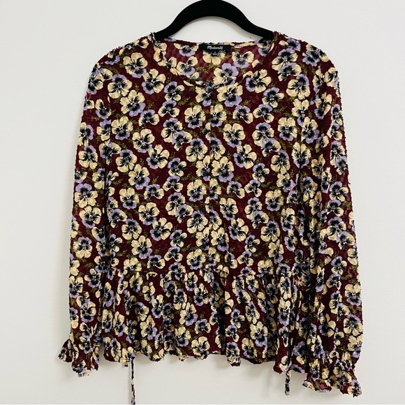 Madewell Drawstring Ruffle-Hem Top - Picture 2 of 7